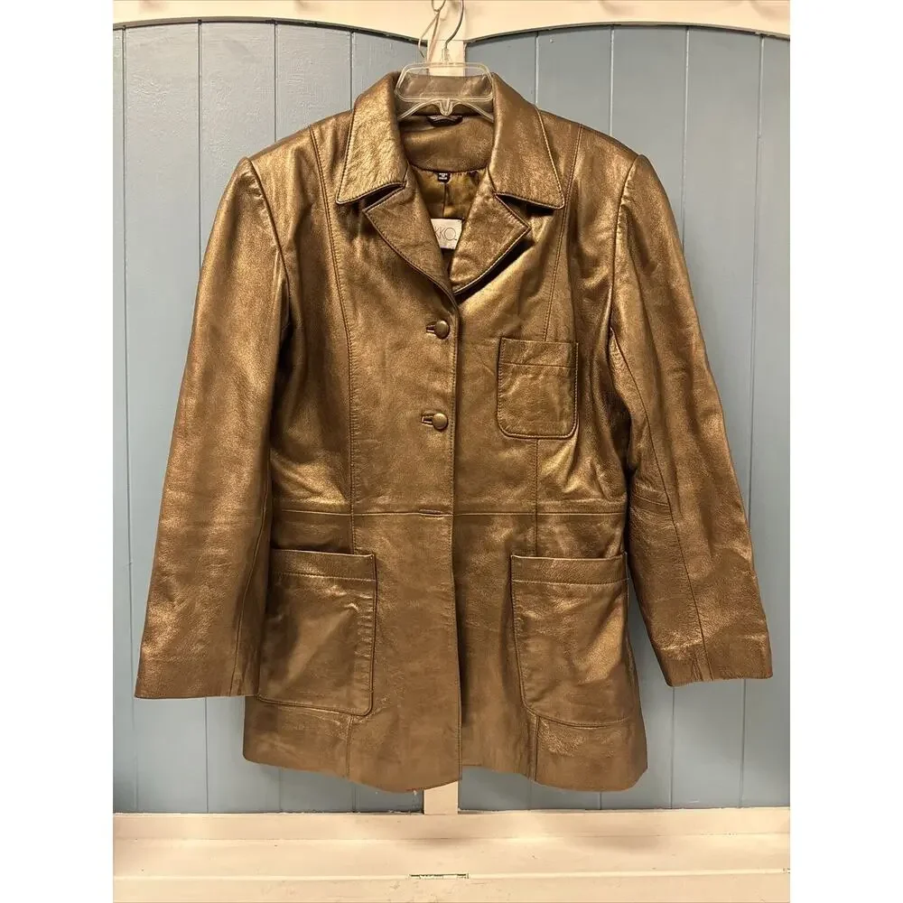 Vakko Jacket Size Large Leather Women's Brown Blazer Style Jacket - Picture 2 of 7